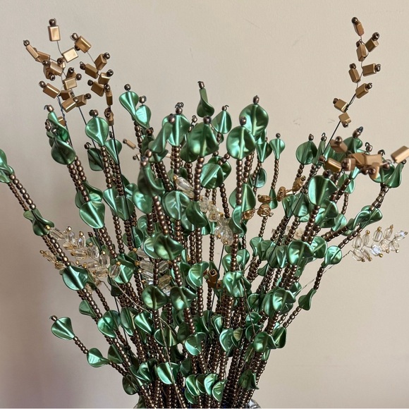 Artificial handmade flower leaf stems for vase beaded leaves floral arrangement - Picture 3 of 6
